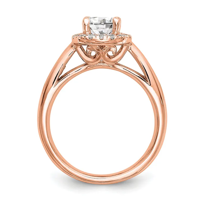 Rings Goldia 038ct CZ Solid Real 14k Rose Round Halo Engagement Ring