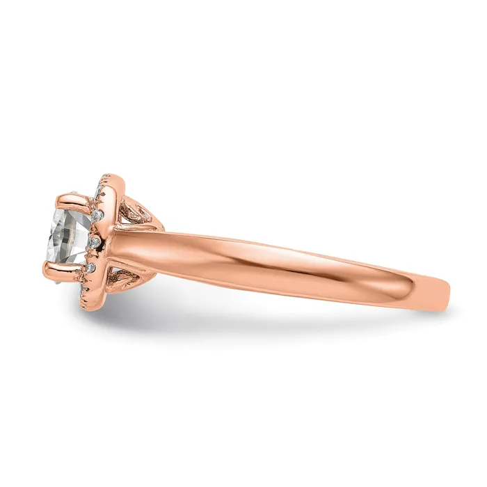 Rings Goldia 038ct CZ Solid Real 14k Rose Round Halo Engagement Ring