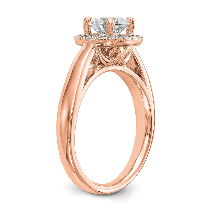 Rings Goldia 038ct CZ Solid Real 14k Rose Round Halo Engagement Ring