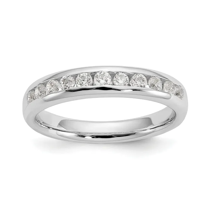 Rings Goldia 043ct CZ Solid Real 14K White Gold 11Stone Channel Wedding Band Ring