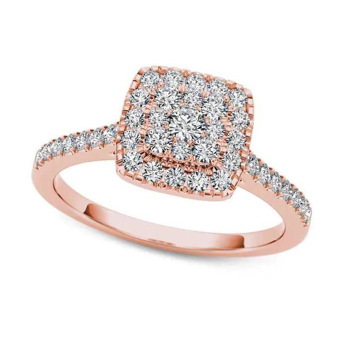 Rings Goldia 050 CT TW Composite Natural Diamond Square Frame Engagement Ring in Solid 14K Rose Gold Rings Goldia 050 CT TW Composite Natural Diamond Square Frame Engagement Ring in Solid 14K Rose Gold