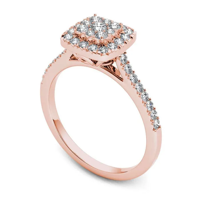Rings Goldia 050 CT TW Composite Natural Diamond Square Frame Engagement Ring in Solid 14K Rose Gold Rings Goldia 050 CT TW Composite Natural Diamond Square Frame Engagement Ring in Solid 14K Rose Gold