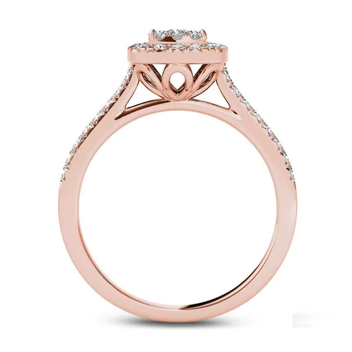 Rings Goldia 050 CT TW Composite Natural Diamond Square Frame Engagement Ring in Solid 14K Rose Gold Rings Goldia 050 CT TW Composite Natural Diamond Square Frame Engagement Ring in Solid 14K Rose Gold