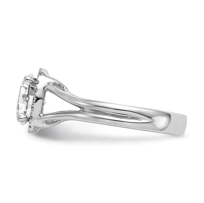 Rings Goldia 050ct CZ Solid Real 14K White Gold Oval Halo Split Shank Engagement Ring