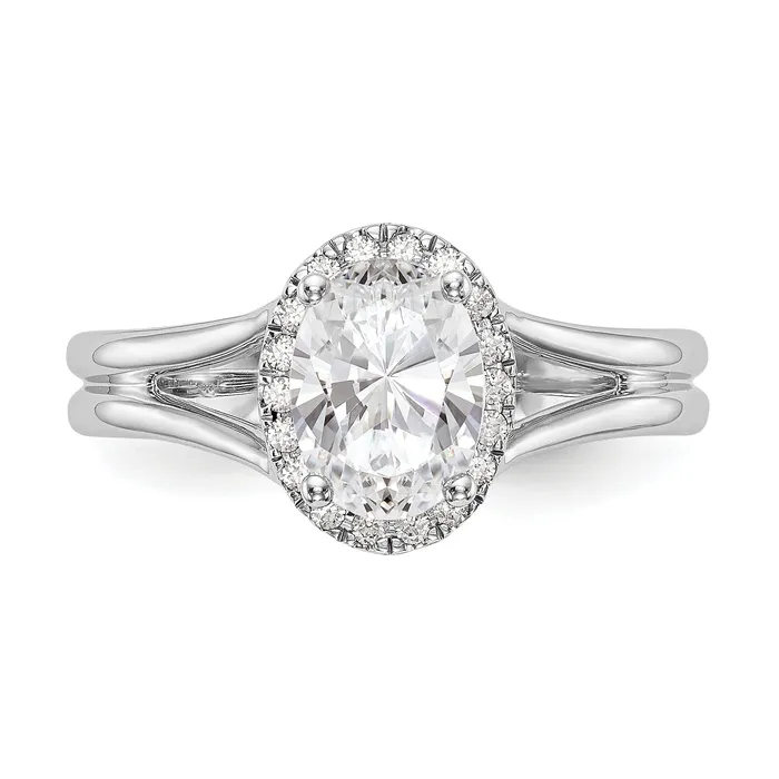 Rings Goldia 050ct CZ Solid Real 14K White Gold Oval Halo Split Shank Engagement Ring
