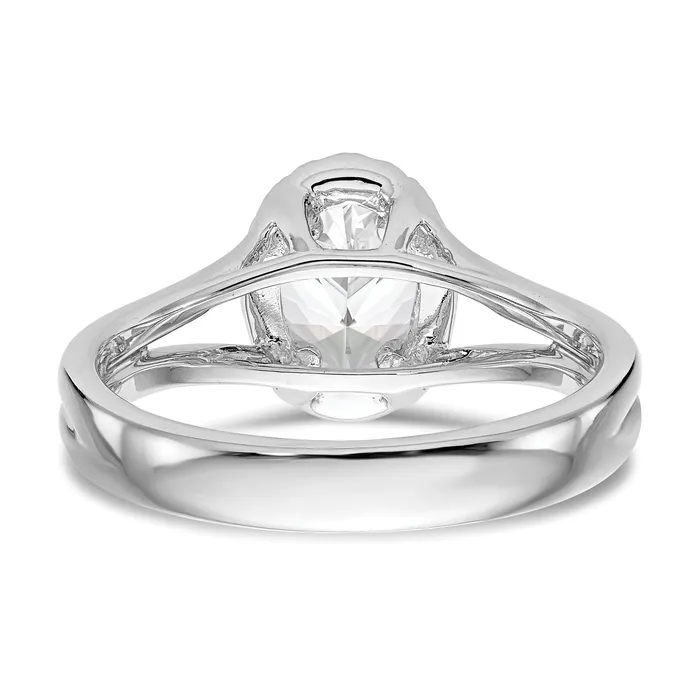 Rings Goldia 050ct CZ Solid Real 14K White Gold Oval Halo Split Shank Engagement Ring
