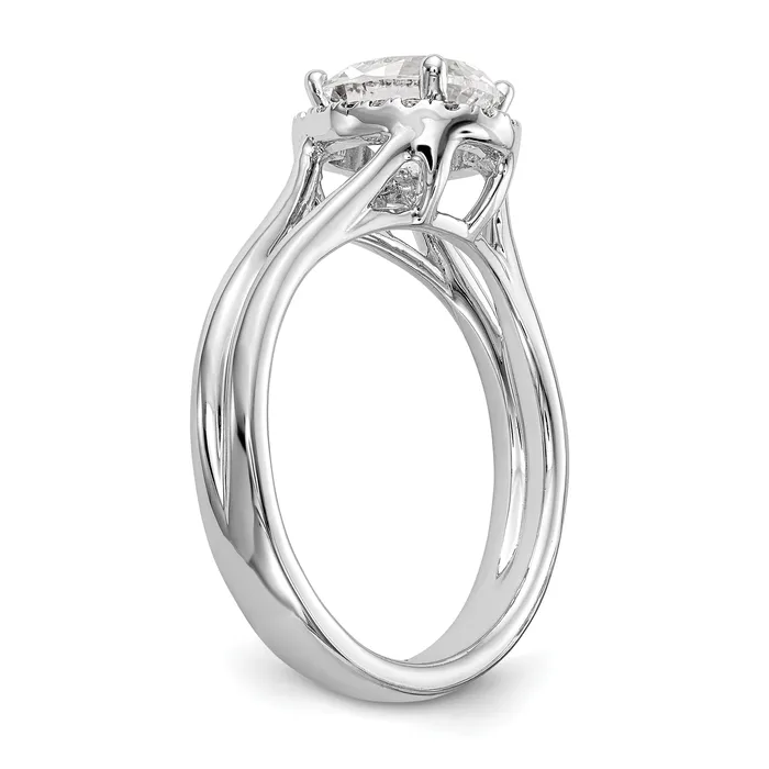 Rings Goldia 050ct CZ Solid Real 14K White Gold Oval Halo Split Shank Engagement Ring