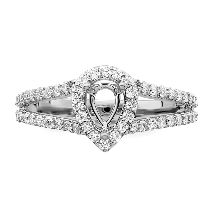 Rings Goldia 050ct CZ Solid Real 14K White Gold Pear Pear Halo Engagement Ring