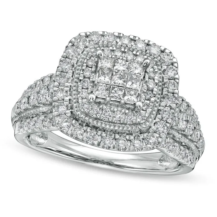 Rings Goldia 10 CT TW Composite CushionShaped Natural Diamond Double Frame Antique VintageStyle Engagement Ring in Solid 10K White Gold Rings Goldia 10 CT TW Composite CushionShaped Natural Diamond Double Frame Antique VintageStyle Engagement Ring in Solid 10K White Gold