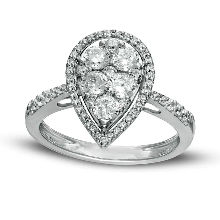 Rings Goldia 10 CT TW Composite Natural Diamond PearShaped Frame Engagement Ring in Solid 10K White Gold Rings Goldia 10 CT TW Composite Natural Diamond PearShaped Frame Engagement Ring in Solid 10K White Gold