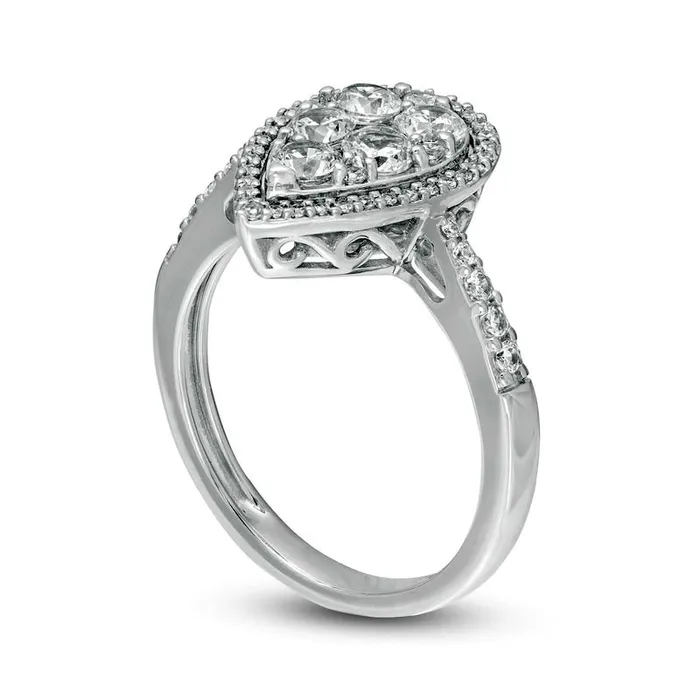 Rings Goldia 10 CT TW Composite Natural Diamond PearShaped Frame Engagement Ring in Solid 10K White Gold Rings Goldia 10 CT TW Composite Natural Diamond PearShaped Frame Engagement Ring in Solid 10K White Gold