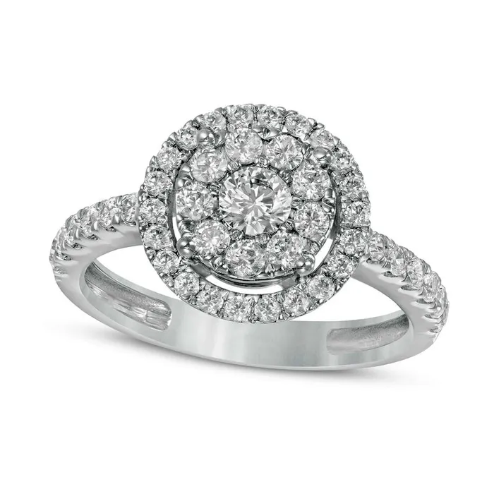 Rings Goldia 10 CT TW Natural Diamond Double Frame Ring in Solid 10K White Gold Rings Goldia 10 CT TW Natural Diamond Double Frame Ring in Solid 10K White Gold