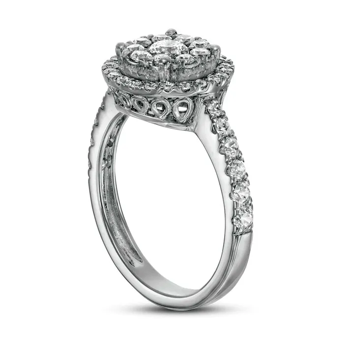 Rings Goldia 10 CT TW Natural Diamond Double Frame Ring in Solid 10K White Gold Rings Goldia 10 CT TW Natural Diamond Double Frame Ring in Solid 10K White Gold