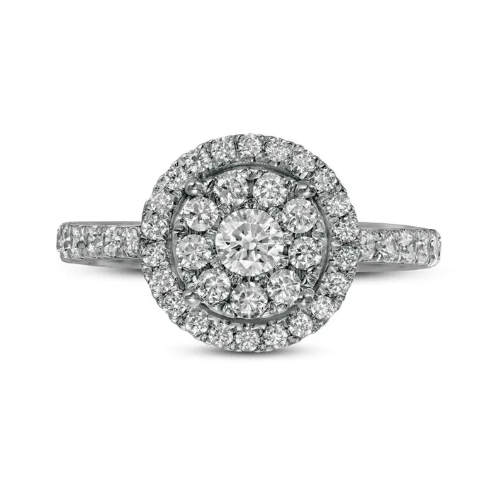 Rings Goldia 10 CT TW Natural Diamond Double Frame Ring in Solid 10K White Gold Rings Goldia 10 CT TW Natural Diamond Double Frame Ring in Solid 10K White Gold