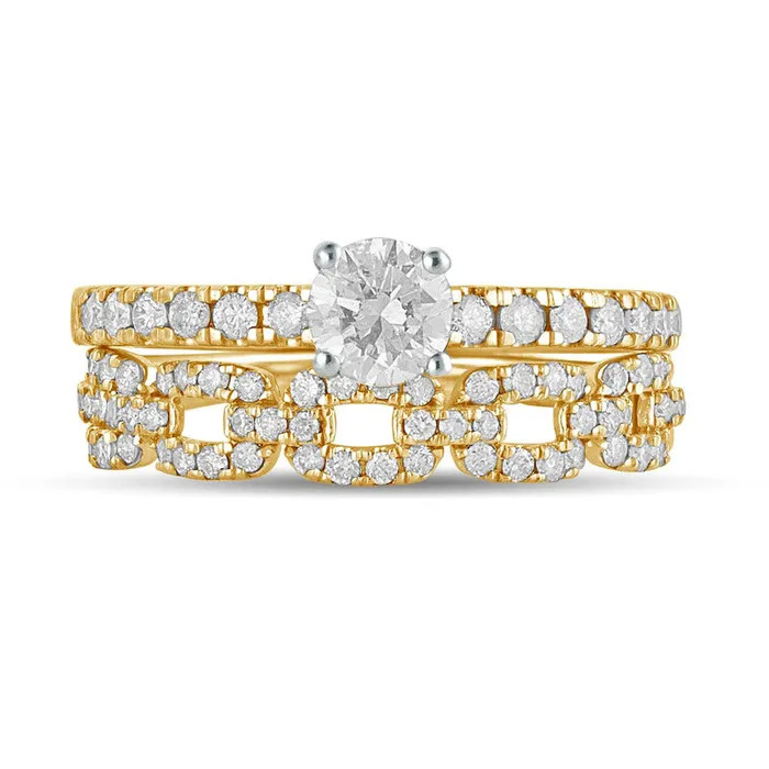 Rings Goldia 10 CT TW Natural Diamond Rolo Chain Link Bridal Engagement Ring Set in Solid 10K Yellow Gold Rings Goldia 10 CT TW Natural Diamond Rolo Chain Link Bridal Engagement Ring Set in Solid 10K Yellow Gold