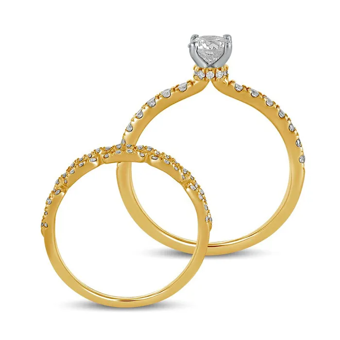 Rings Goldia 10 CT TW Natural Diamond Rolo Chain Link Bridal Engagement Ring Set in Solid 10K Yellow Gold Rings Goldia 10 CT TW Natural Diamond Rolo Chain Link Bridal Engagement Ring Set in Solid 10K Yellow Gold