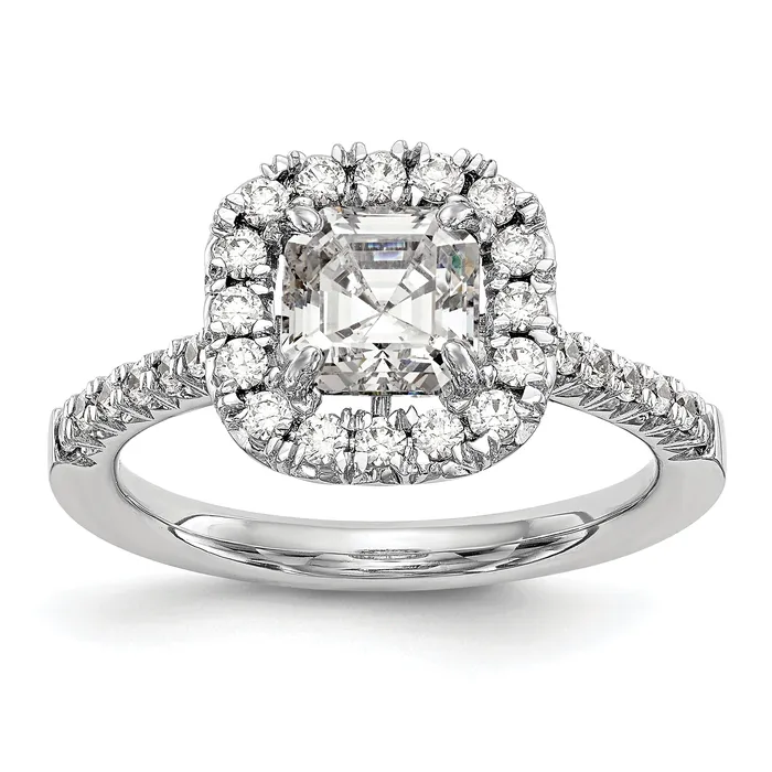 Rings Goldia 100ct CZ Solid Real 14K White Gold Ascher Halo Engagement Ring Rings Goldia 100ct CZ Solid Real 14K White Gold Ascher Halo Engagement Ring