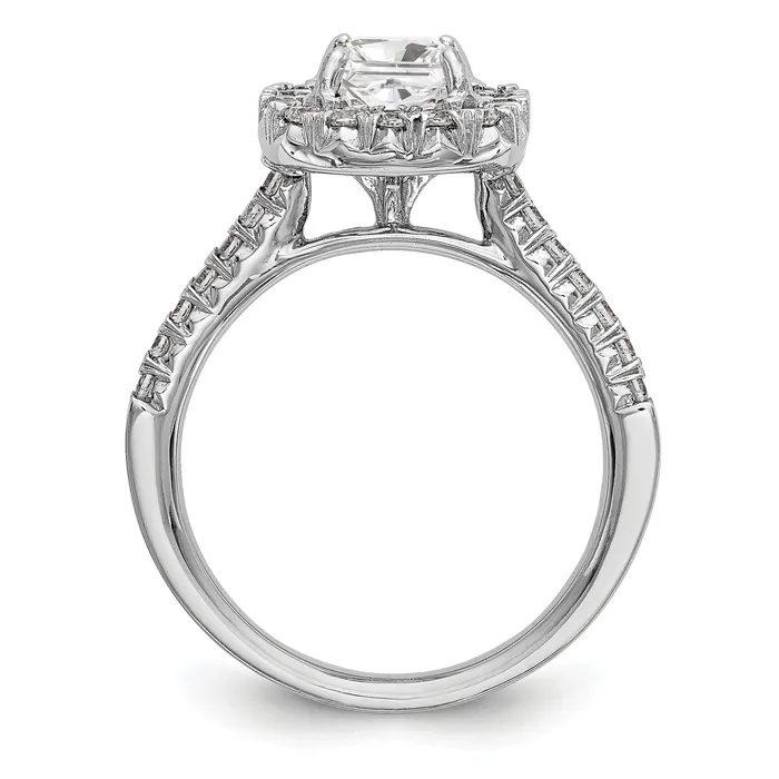 Rings Goldia 100ct CZ Solid Real 14K White Gold Ascher Halo Engagement Ring