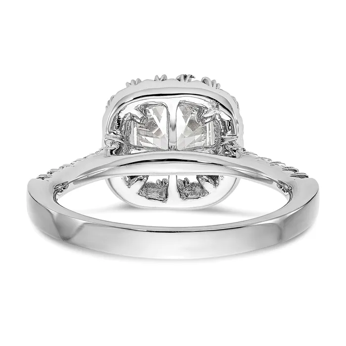 Rings Goldia 100ct CZ Solid Real 14K White Gold Ascher Halo Engagement Ring