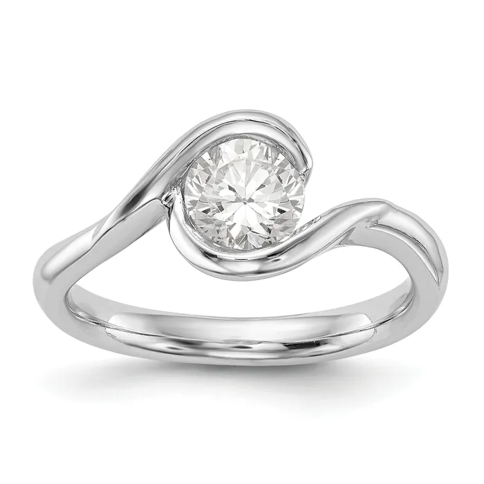 Rings Goldia 100ct CZ Solid Real 14K White Gold Round Bezel Set Solitaire Engagement Ring Engagement Polished Rings Goldia 100ct CZ Solid Real 14K White Gold Round Bezel Set Solitaire Engagement Ring Engagement Polished