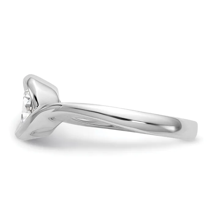 Rings Goldia 100ct CZ Solid Real 14K White Gold Round Bezel Set Solitaire Engagement Ring Engagement Polished