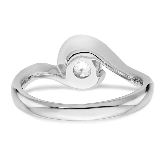 Rings Goldia 100ct CZ Solid Real 14K White Gold Round Bezel Set Solitaire Engagement Ring Engagement Polished