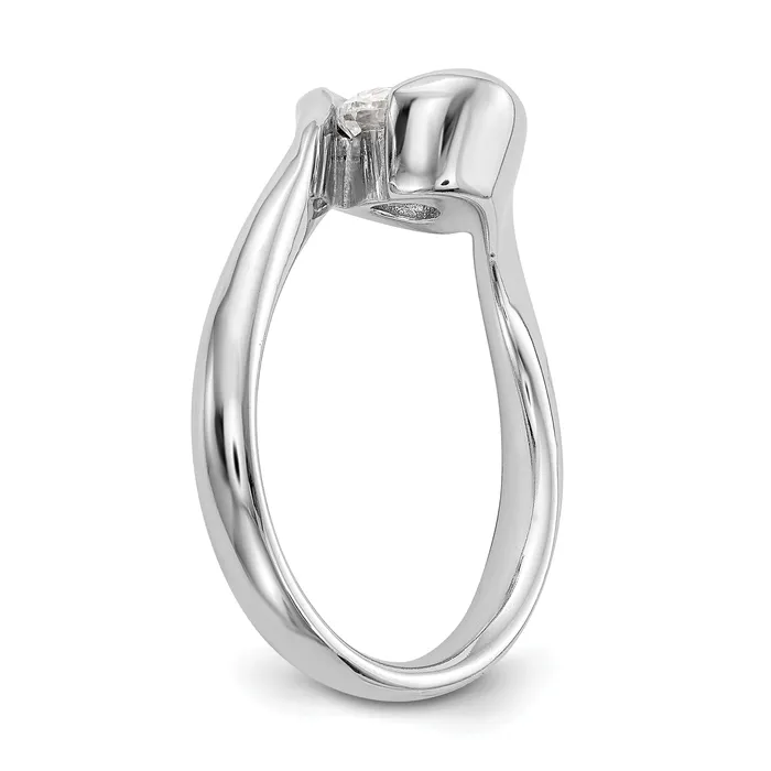 Rings Goldia 100ct CZ Solid Real 14K White Gold Round Bezel Set Solitaire Engagement Ring Engagement Polished