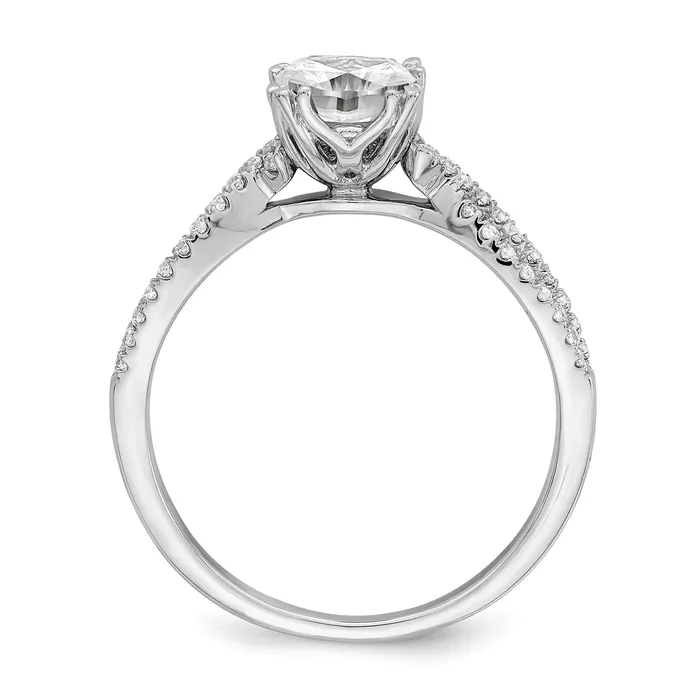 Rings Goldia 100ct CZ Solid Real 14k White Polish Criss Cross 1ct Cushion Eng Dia Ring