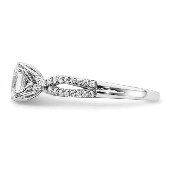 Rings Goldia 100ct CZ Solid Real 14k White Polish Criss Cross 1ct Cushion Eng Dia Ring