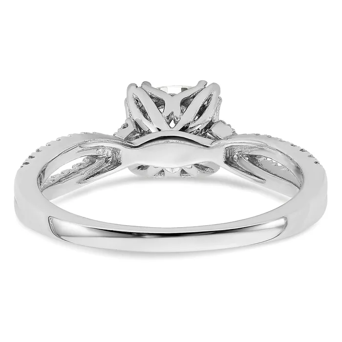 Rings Goldia 100ct CZ Solid Real 14k White Polish Criss Cross 1ct Cushion Eng Dia Ring