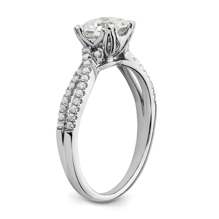 Rings Goldia 100ct CZ Solid Real 14k White Polish Criss Cross 1ct Cushion Eng Dia Ring