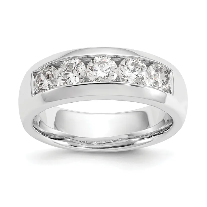 Rings Goldia 120ct CZ Solid Real 14K White Gold 5Stone Channel Wedding Band Ring Rings Goldia 120ct CZ Solid Real 14K White Gold 5Stone Channel Wedding Band Ring