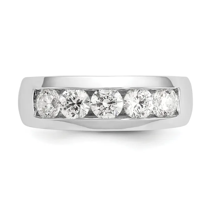 Rings Goldia 120ct CZ Solid Real 14K White Gold 5Stone Channel Wedding Band Ring