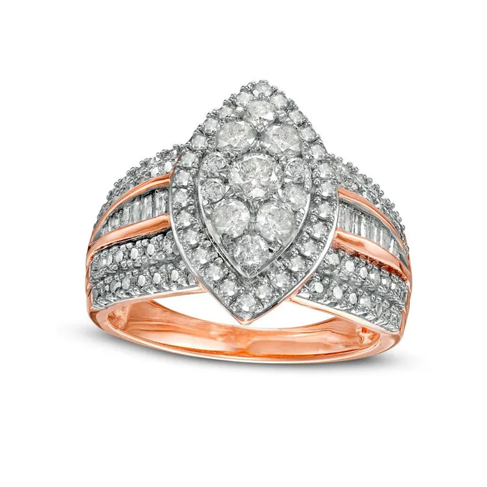 Rings Goldia 15 CT TW Composite Marquise Natural Diamond Frame Ring in Solid 10K Rose Gold Rings Goldia 15 CT TW Composite Marquise Natural Diamond Frame Ring in Solid 10K Rose Gold
