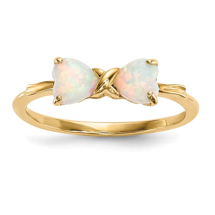 Rings Goldia 14k Gold Polished Created Opal Bow Ring