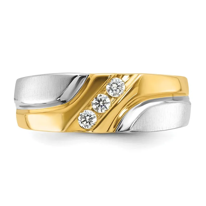 Rings Goldia 14k Twotone Gold Mens Polished and Satin Diamond Ring Mounting