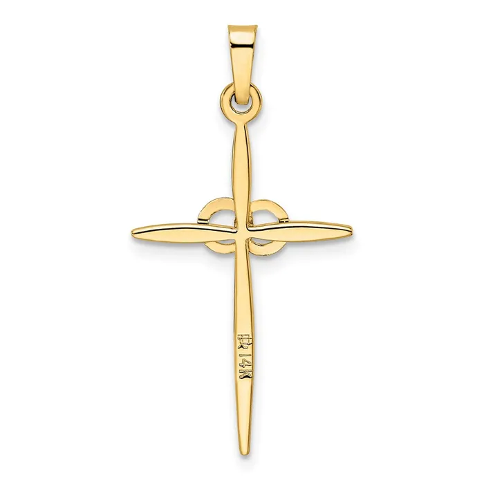 Rings Goldia 14k Twotone Gold Polished and Satin Solid Double Ring Cross Pendant