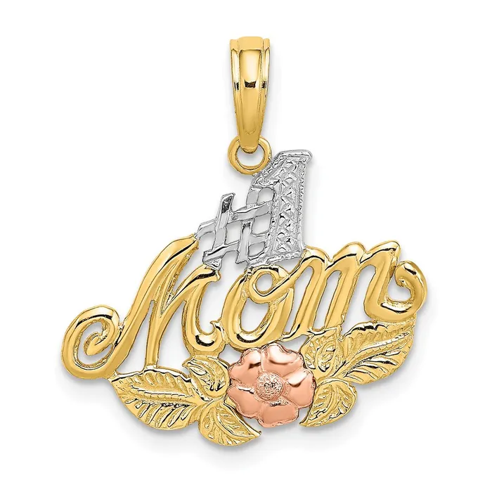 Rings Goldia 14k Twotone Gold wWhite Rhodium 1 MOM wFlower Charm
