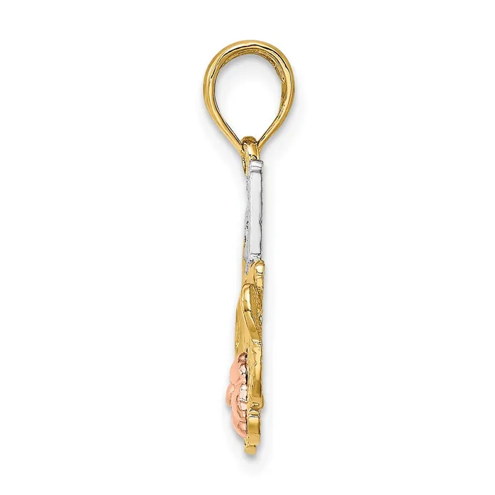 Rings Goldia 14k Twotone Gold wWhite Rhodium 1 MOM wFlower Charm