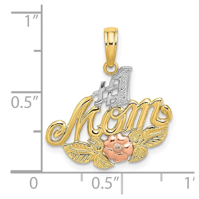Rings Goldia 14k Twotone Gold wWhite Rhodium 1 MOM wFlower Charm