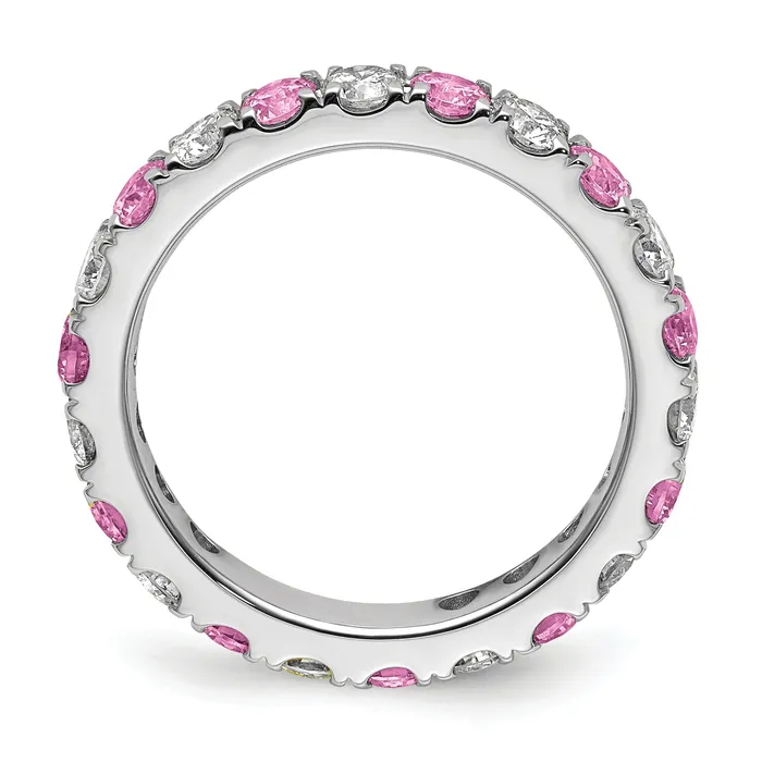 Rings Goldia 14k White Gold 1 Ct Lab Grown Diamond VSSI G and Lab Created Pink Sapphire Eternity Band Ring