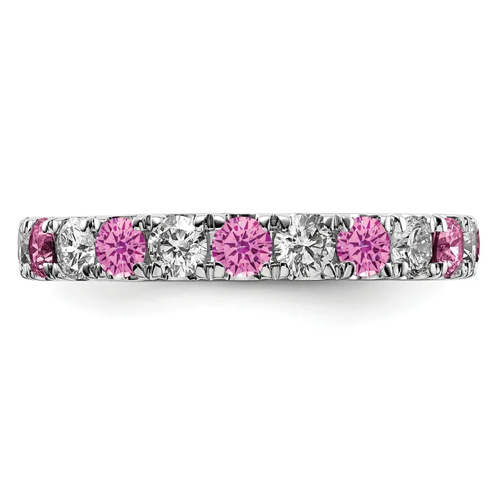 Rings Goldia 14k White Gold 1 Ct Lab Grown Diamond VSSI G and Lab Created Pink Sapphire Eternity Band Ring