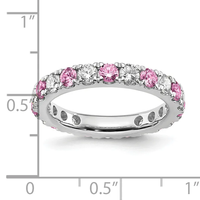 Rings Goldia 14k White Gold 1 Ct Lab Grown Diamond VSSI G and Lab Created Pink Sapphire Eternity Band Ring