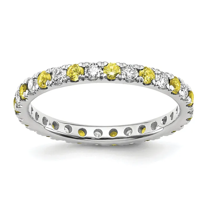 Rings Goldia 14k White Gold 38 Ct Lab Grown Diamond VSSI G and Lab Created Yellow Sapphire Eternity Band Ring Rings Goldia 14k White Gold 38 Ct Lab Grown Diamond VSSI G and Lab Created Yellow Sapphire Eternity Band Ring