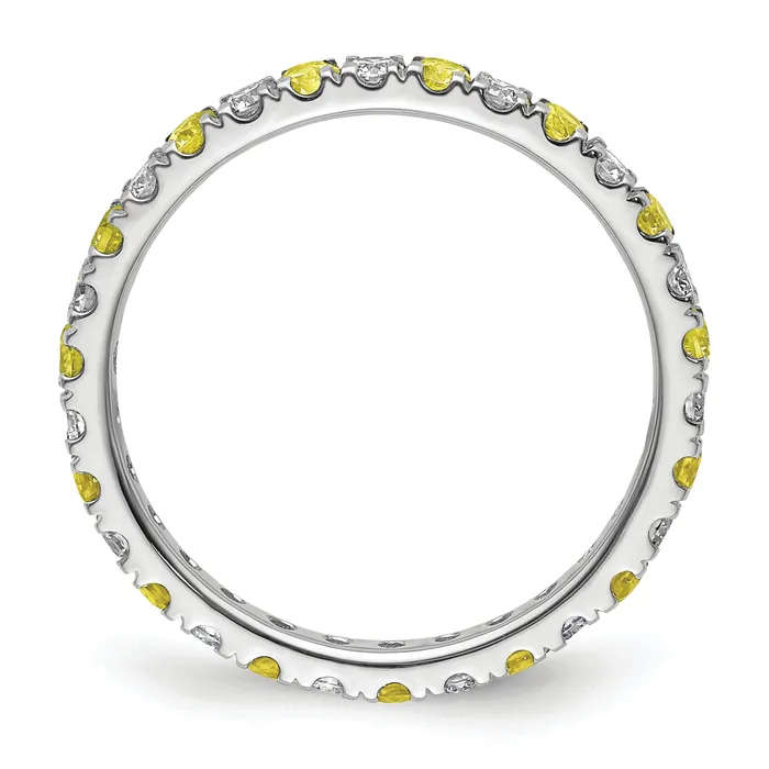 Rings Goldia 14k White Gold 38 Ct Lab Grown Diamond VSSI G and Lab Created Yellow Sapphire Eternity Band Ring