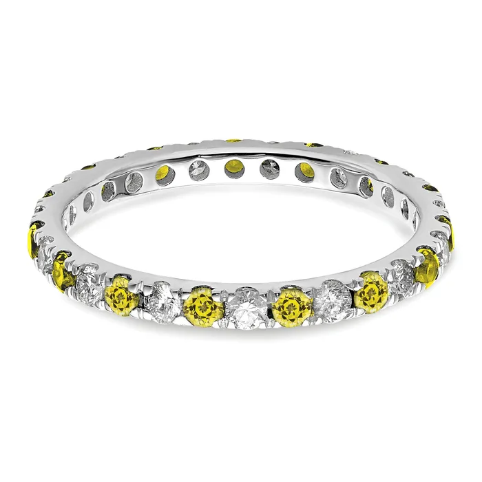 Rings Goldia 14k White Gold 38 Ct Lab Grown Diamond VSSI G and Lab Created Yellow Sapphire Eternity Band Ring
