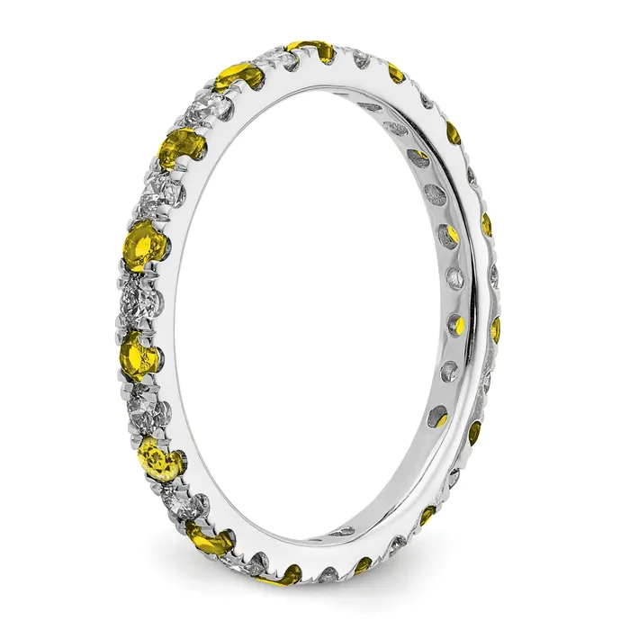 Rings Goldia 14k White Gold 38 Ct Lab Grown Diamond VSSI G and Lab Created Yellow Sapphire Eternity Band Ring