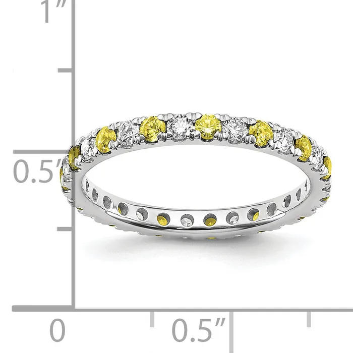 Rings Goldia 14k White Gold 38 Ct Lab Grown Diamond VSSI G and Lab Created Yellow Sapphire Eternity Band Ring