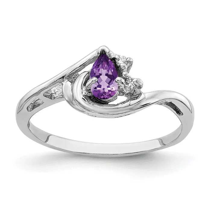 Rings Goldia 14k White Gold 5x3mm Pear Amethyst AAA Diamond ring