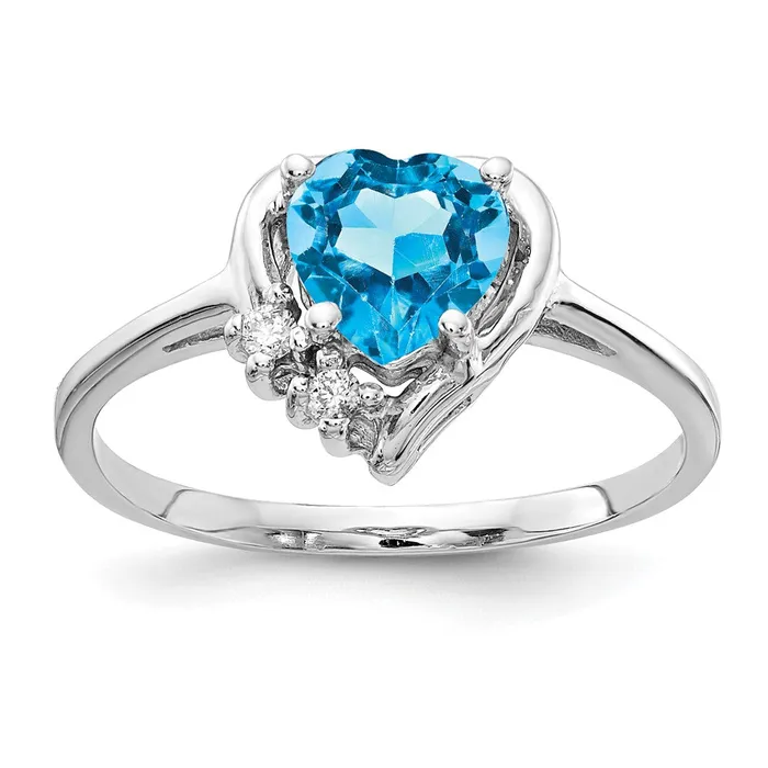 Rings Goldia 14k White Gold 6mm Heart Blue Topaz VS Diamond ring